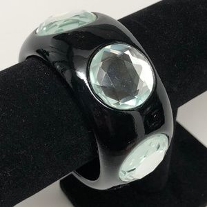 Black Bracelet With Baby Blue Rhinestone